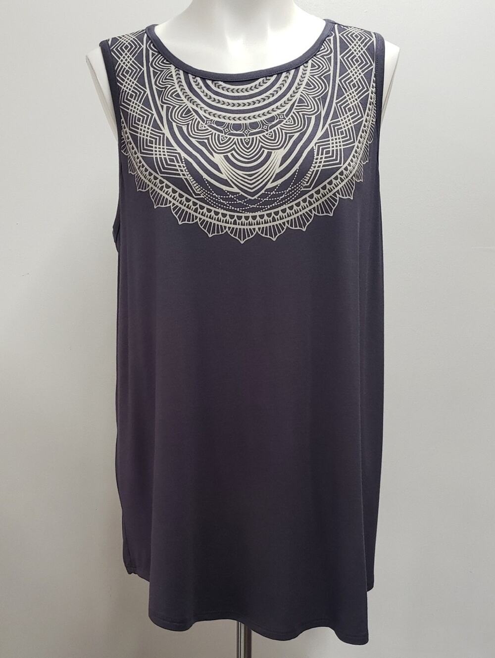 Torrid Geometric Print High Neckline Slate Purple Graphic Print Tank Top 1X NWT